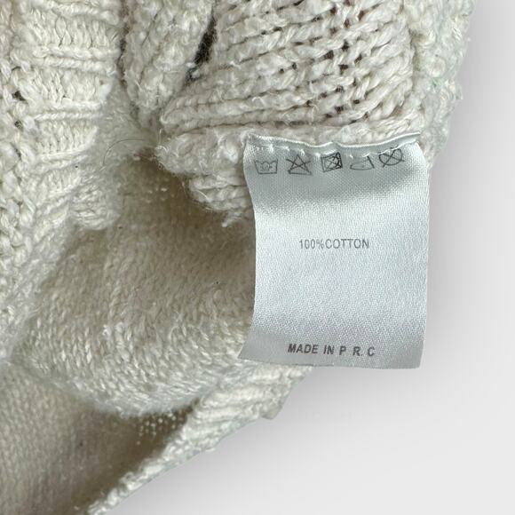 Brandy Melville One Size Cream Open Knit Sweater Fits M 100% Cotton Minimalist - Picture 5 of 6